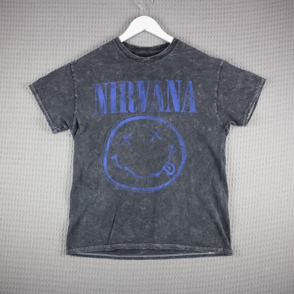 Nirvana Faded Logo Blue / Grey Tee Band Medium - Picture 1 of 8